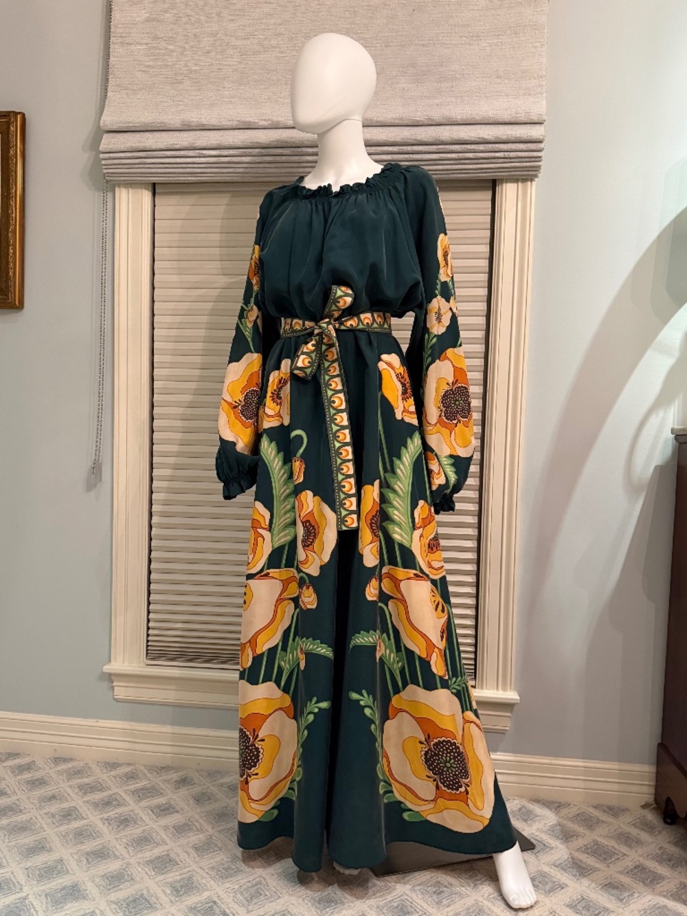 La DoubleJ Silk Maxi/Tent Dress Deep Green for Fall